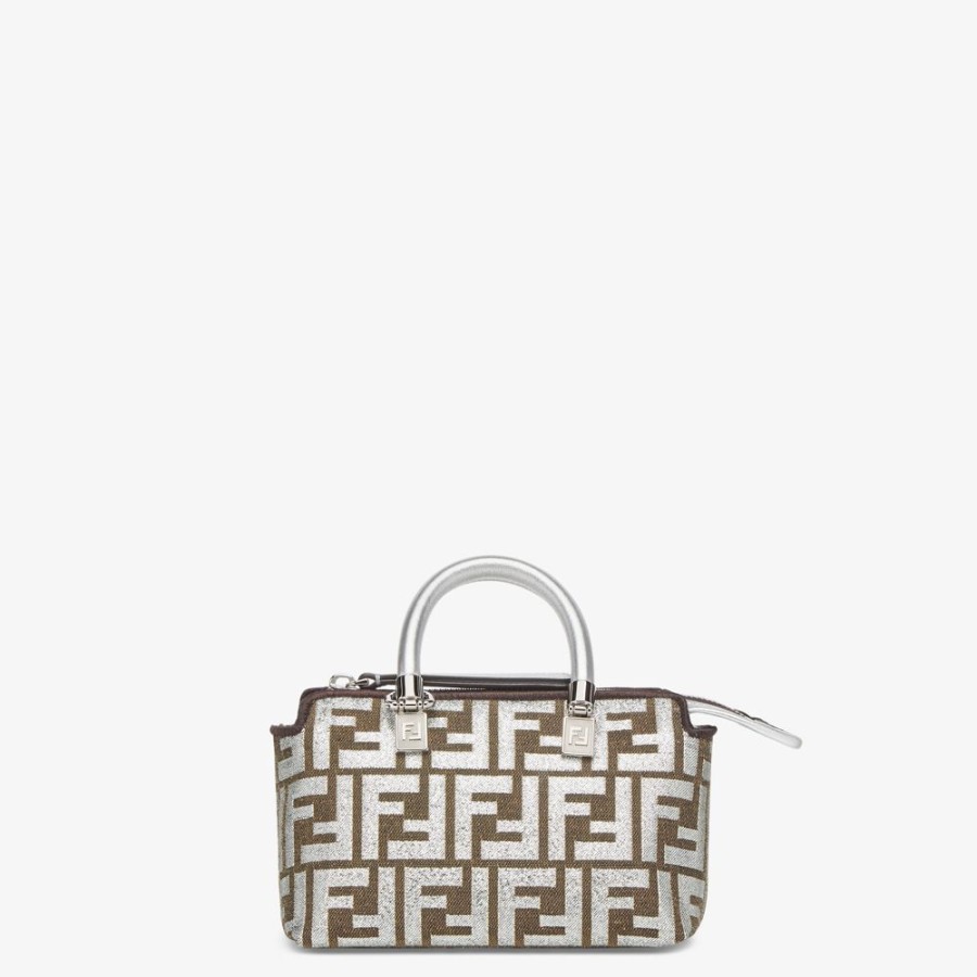 Damen Fendi Mini-Taschen | Kleine Boston Bag Aus Laminiertem Jacquardgewebe Mit Ff-Muster