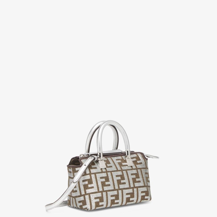 Damen Fendi Mini-Taschen | Kleine Boston Bag Aus Laminiertem Jacquardgewebe Mit Ff-Muster