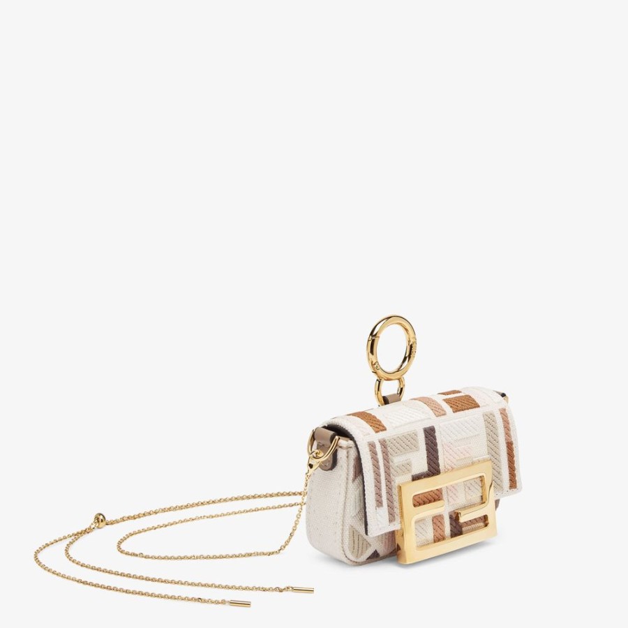 Damen Fendi Miniature Taschen | Anhanger Aus Canvas In Beige