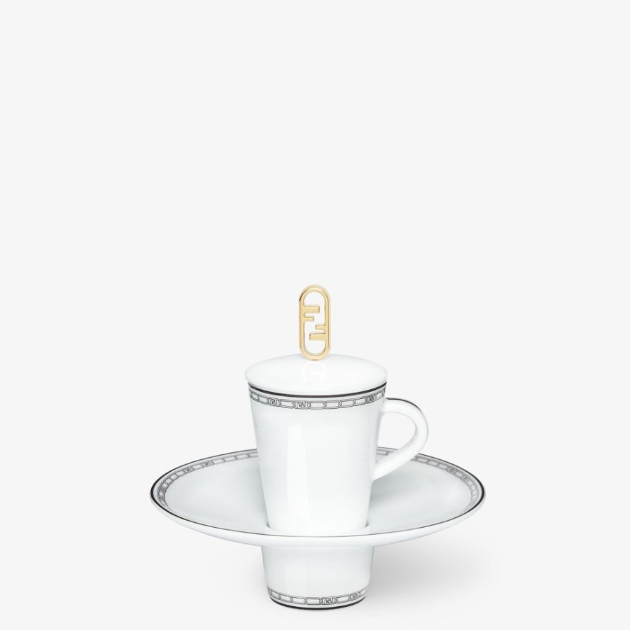 Home Decor & Lifestyle Fendi Tafelgeschirr | Espressotasse Aus Weisem Porzellan