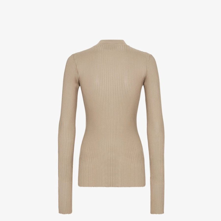 Damen Fendi Strickbekleidung | Top Aus Seide Und Viskose In Beige