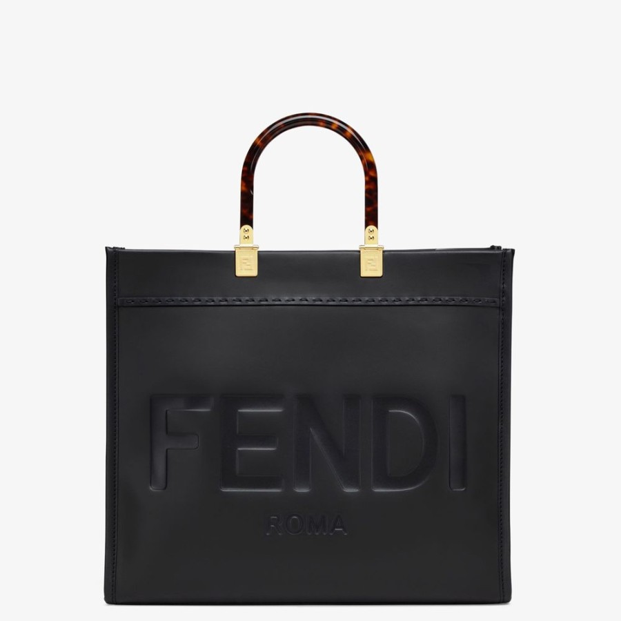 Damen Fendi Timeless | Shopper Aus Leder In Schwarz