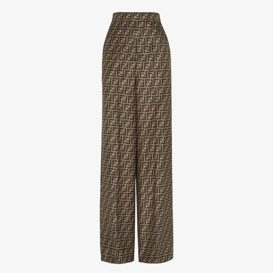 Damen Fendi Anzuge Und Sets | Hose Aus Seide In Braun