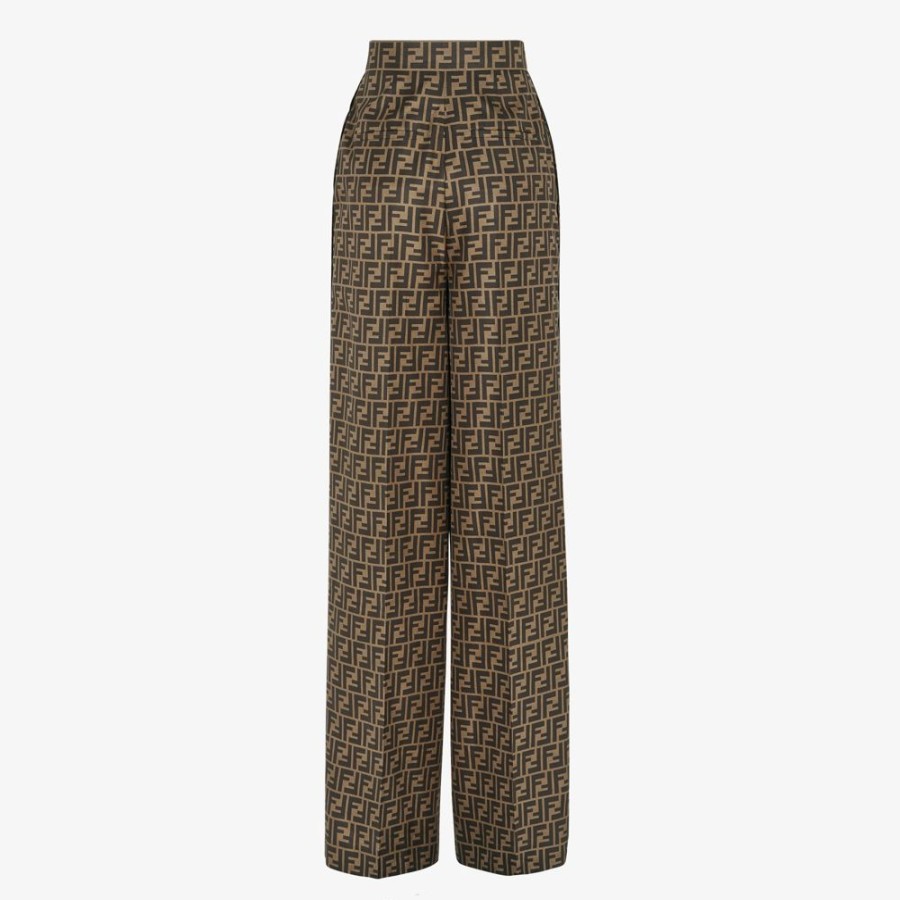 Damen Fendi Anzuge Und Sets | Hose Aus Seide In Braun