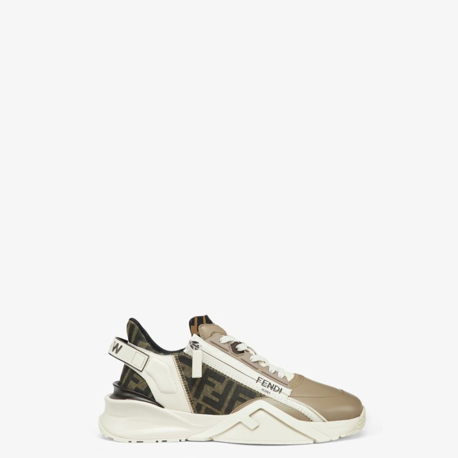 Herren Fendi Sneakers | Low-Top Aus Leder In Beige