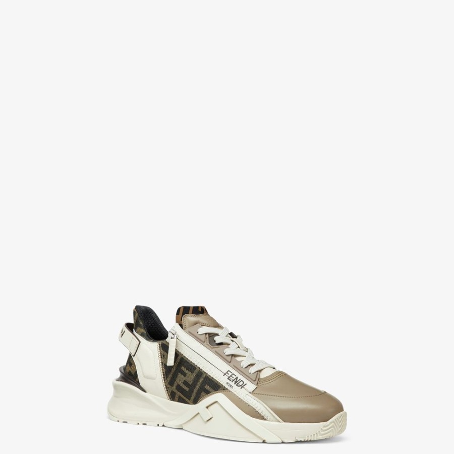 Herren Fendi Sneakers | Low-Top Aus Leder In Beige