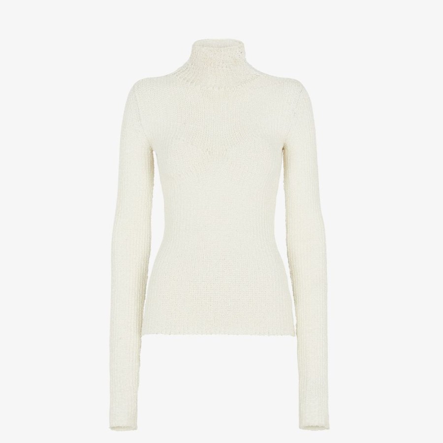 Damen Fendi Strickbekleidung | Pullover Aus Viskose In Weis