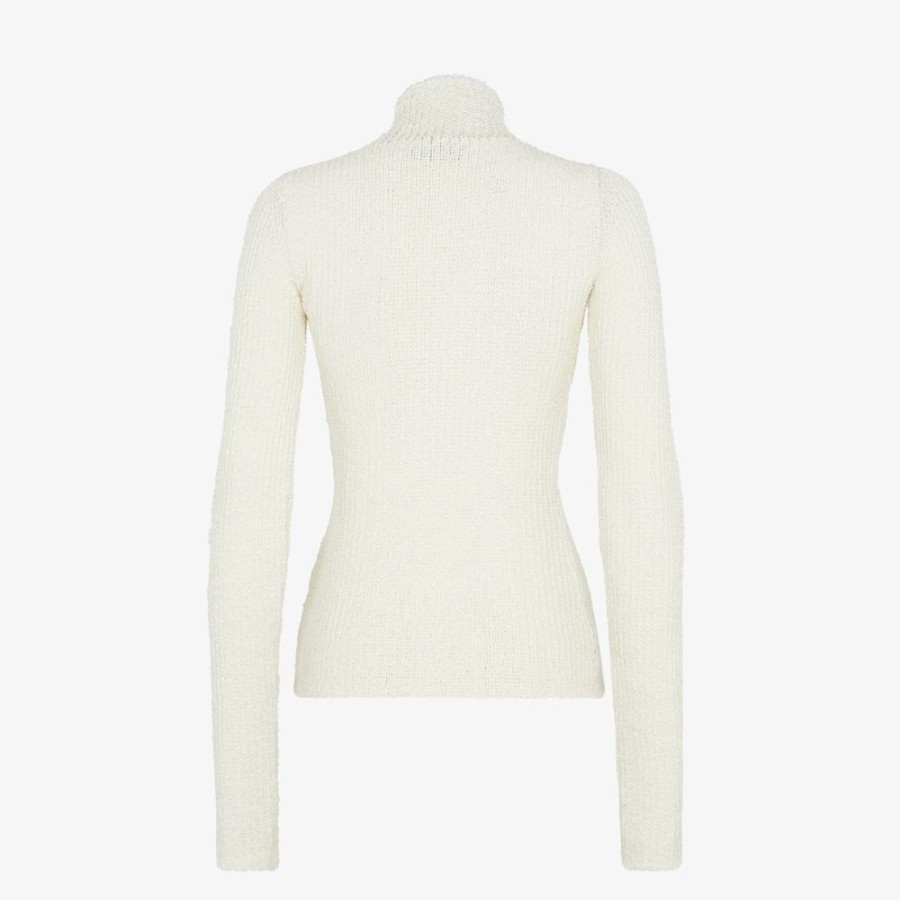 Damen Fendi Strickbekleidung | Pullover Aus Viskose In Weis