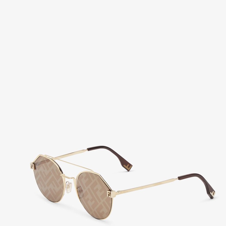 Herren Fendi Sonnenbrillen | Sonnenbrille In Goldfarben