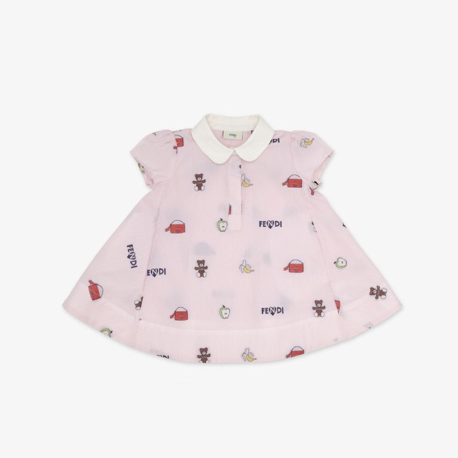 Kids Fendi Baby Madchen | Babykleid Aus Popeline In Rosa, Mehrfarbig