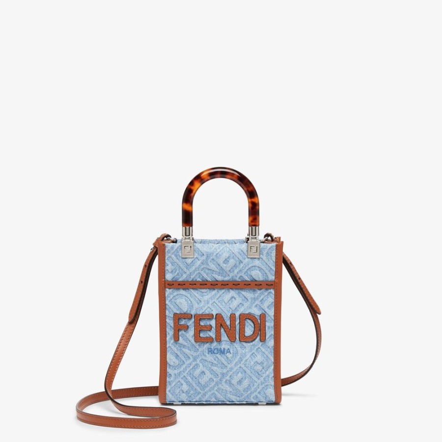 Damen Fendi Mini-Taschen | Mini Bag Aus Denim In Hellblau