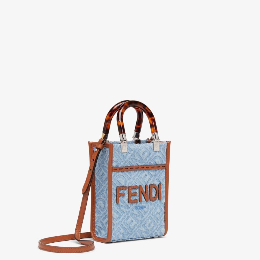 Damen Fendi Mini-Taschen | Mini Bag Aus Denim In Hellblau