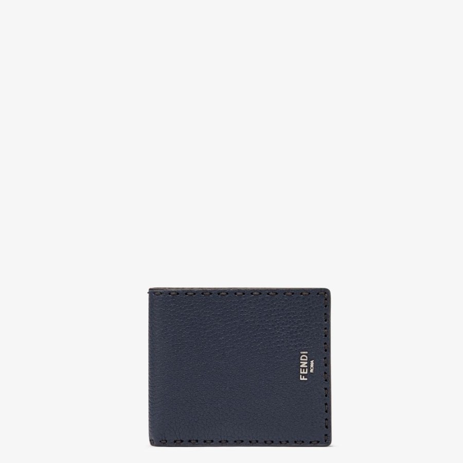 Herren Fendi Portemonnaies | Bifold-Portemonnaie Aus Leder In Blau