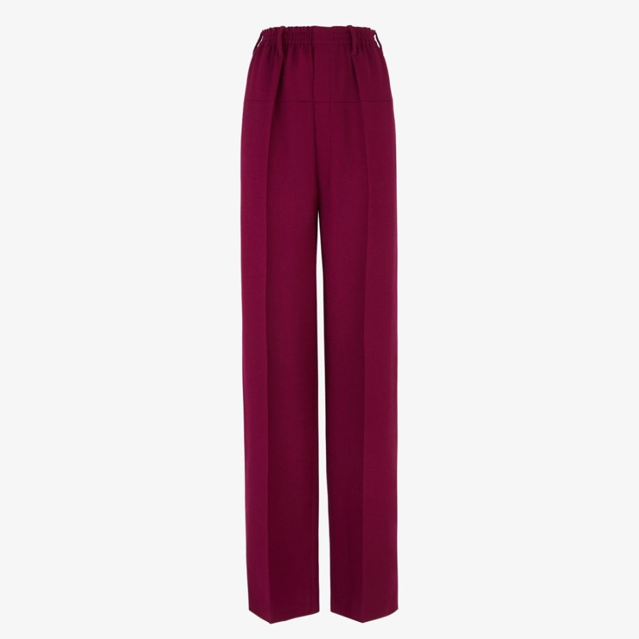 Damen Fendi Anzuge Und Sets | Hose Aus Wolle In Bordeaux