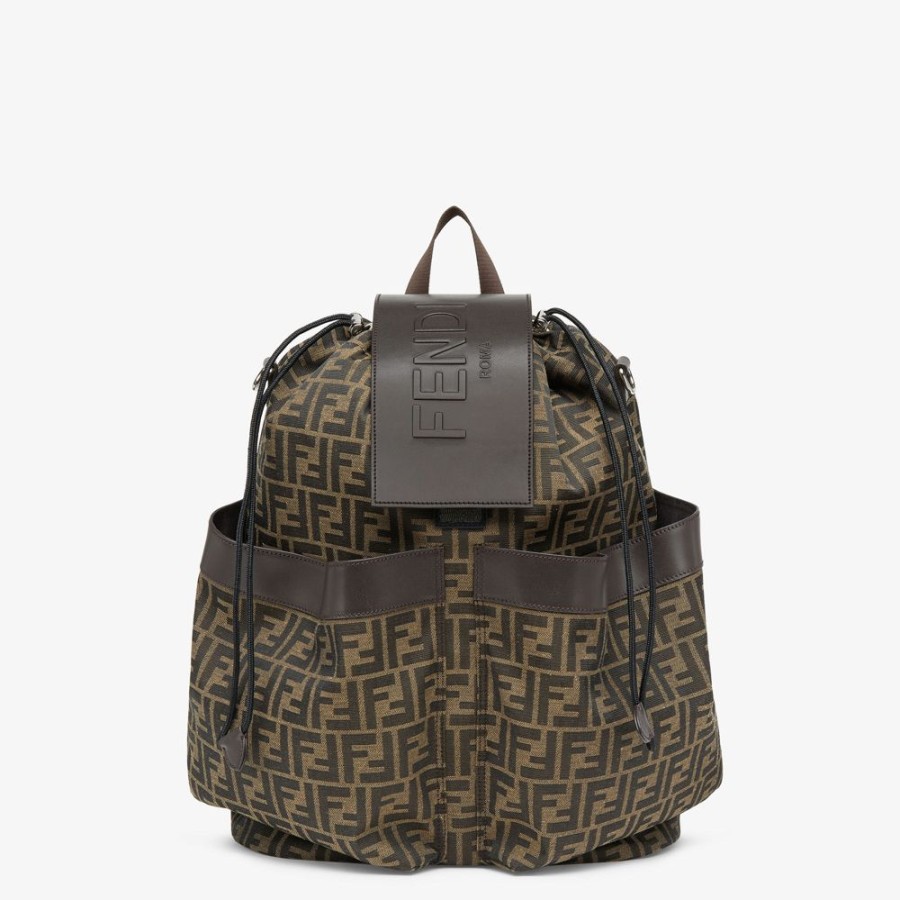 Herren Fendi Fur Die Reise | Rucksack Aus Ff Jacquard-Stoff