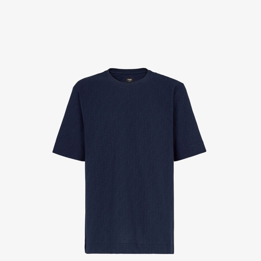 Herren Fendi T-Shirts Und Poloshirts | T-Shirt Aus Pikee In Blau