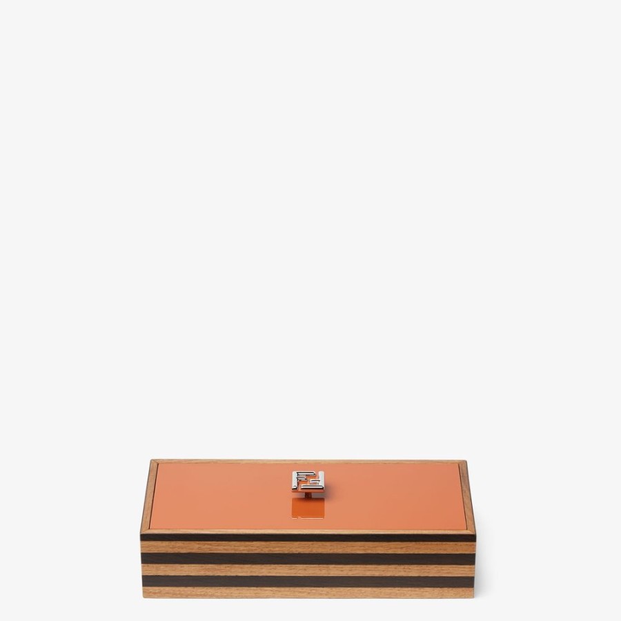 Home Decor & Lifestyle Fendi Home Accessories | Schatulle Aus Holz Mit Beidseitigem Pequin-Streifenmotiv