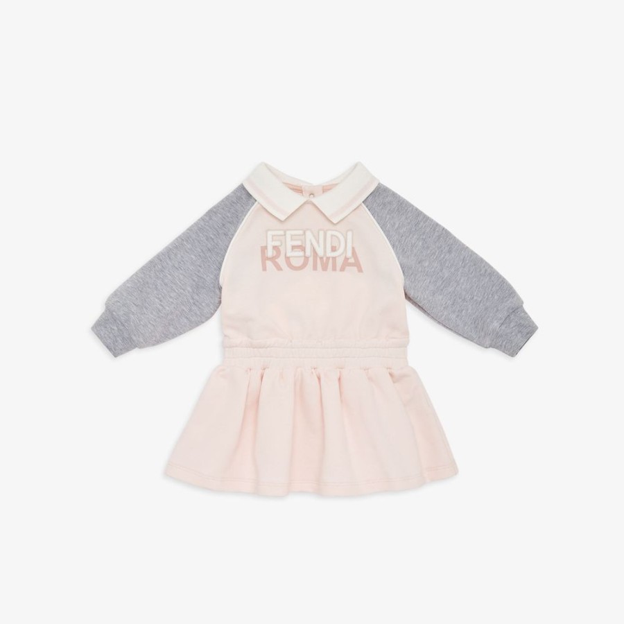 Kids Fendi Baby Madchen | Baby-Kleid Aus Sweatjersey Mit Stickerei