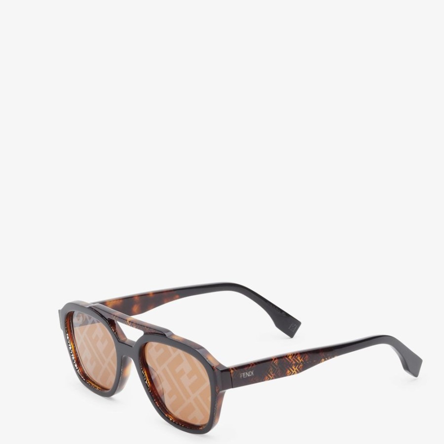 Herren Fendi Sonnenbrillen | Sonnenbrille Aus Acetat In Havannafarben