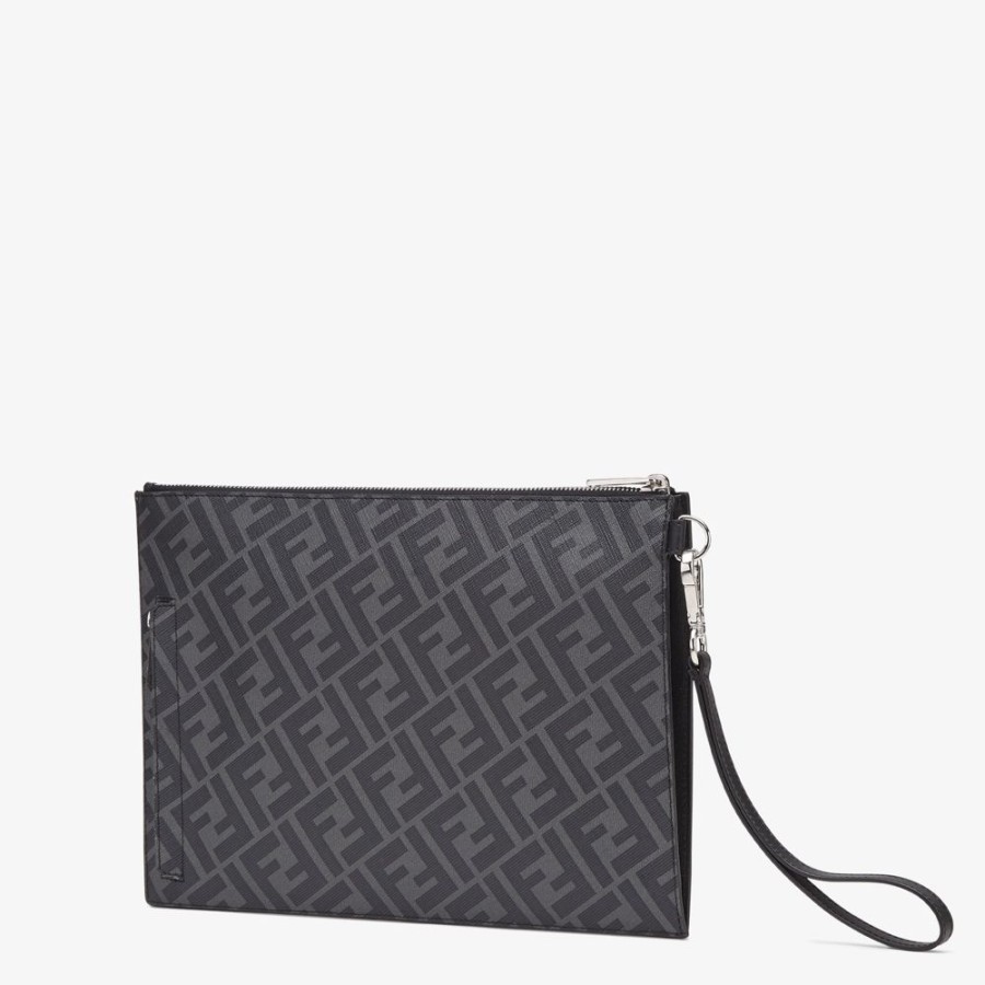 Herren Fendi Pochettes Und Handyhullen | Tasche Aus Ff-Jacquard In Schwarz Und Grau