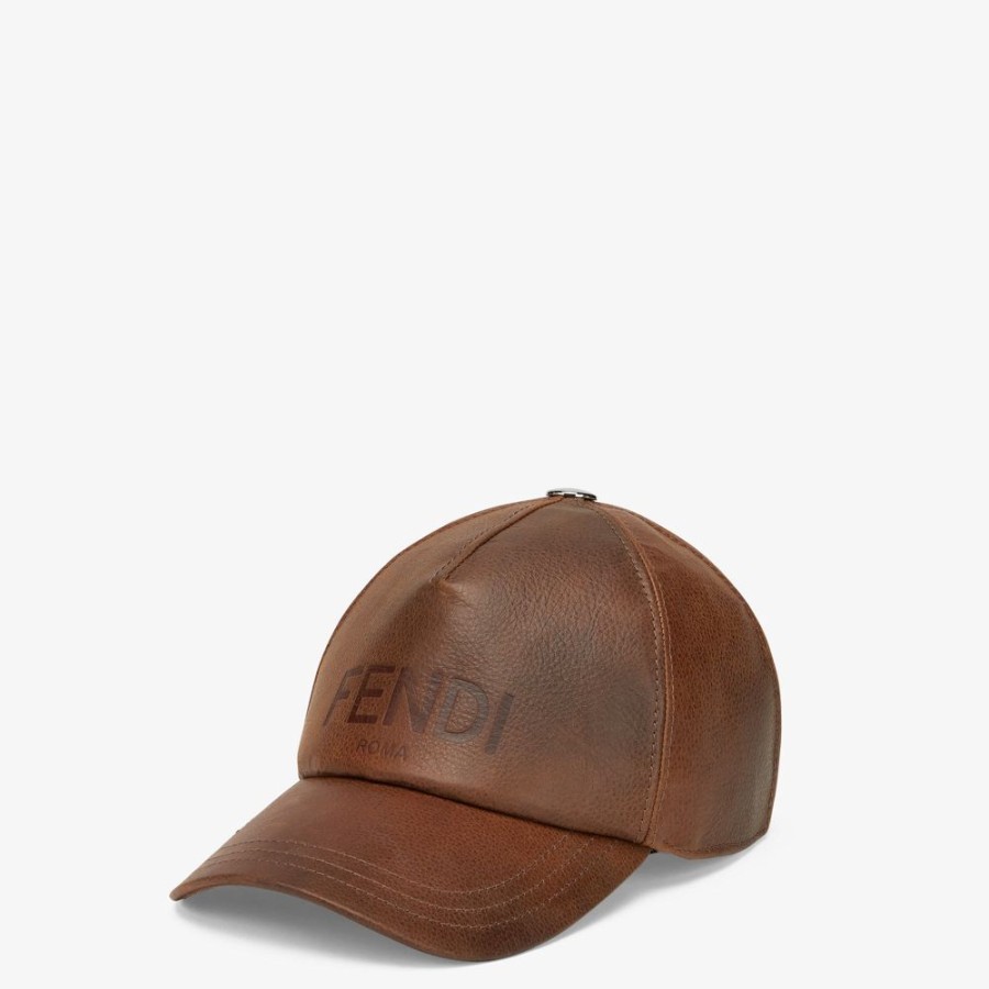 Herren Fendi Mutzen Und Handschuhe | Baseballcap Aus Seide In Braun