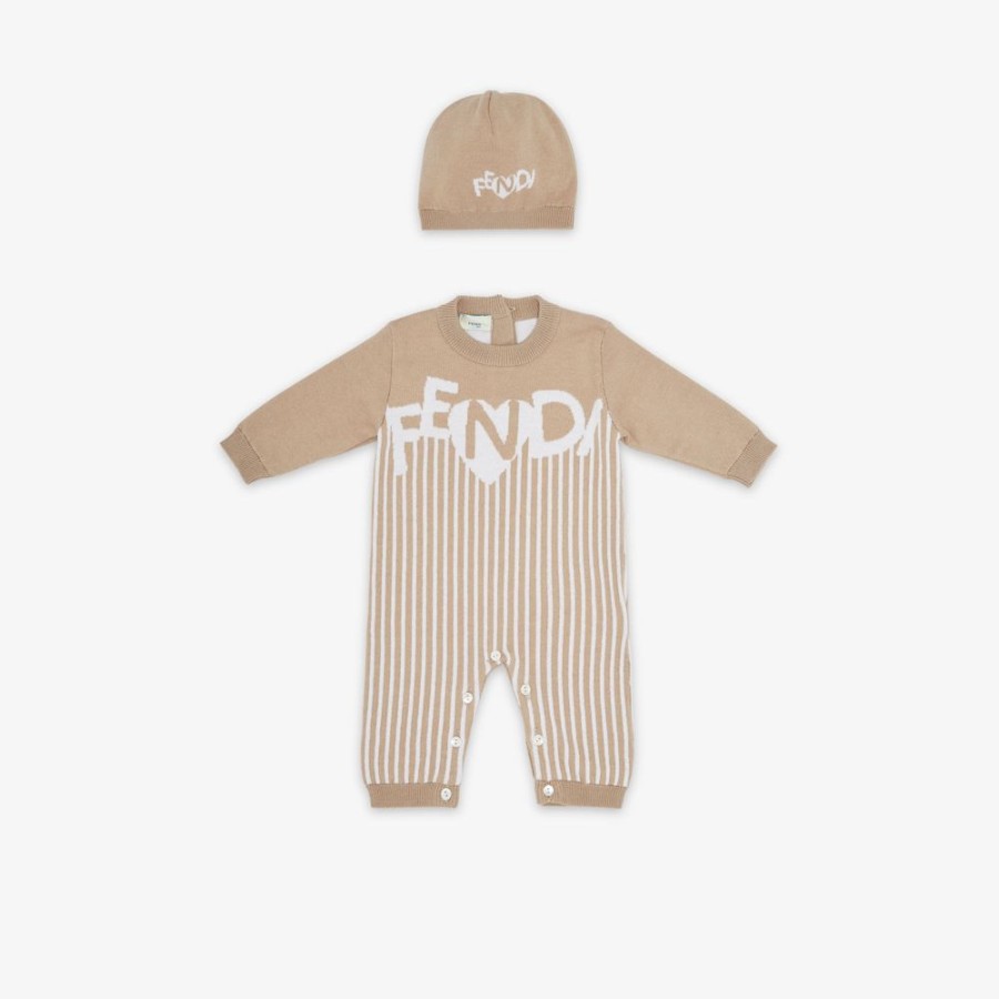 Kids Fendi Baby Junge | Set Aus Strick In Beige