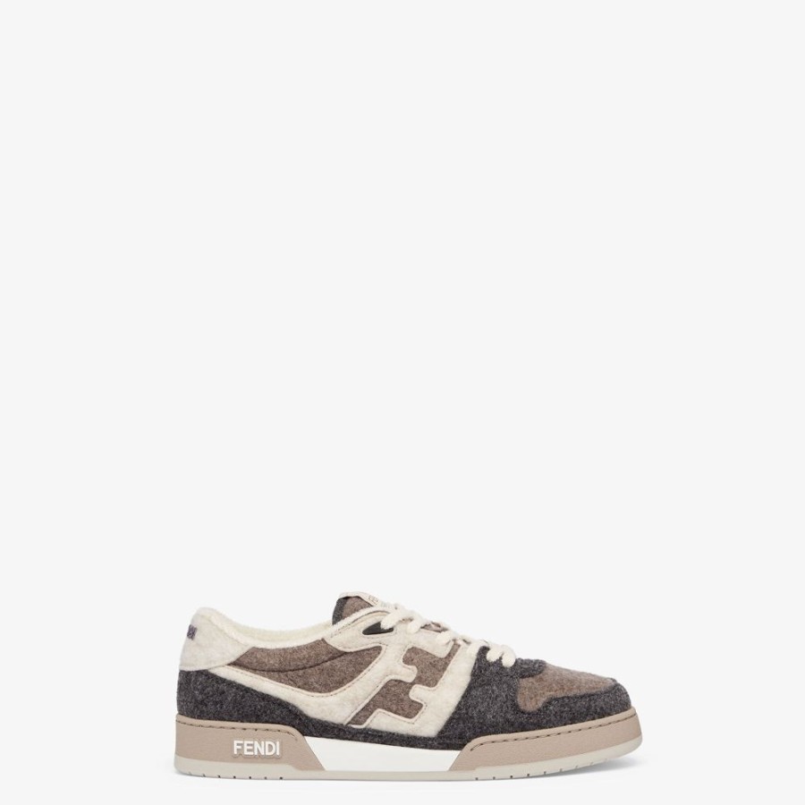 Herren Fendi Sneakers | Low-Top-Modell Aus Filz In Grau