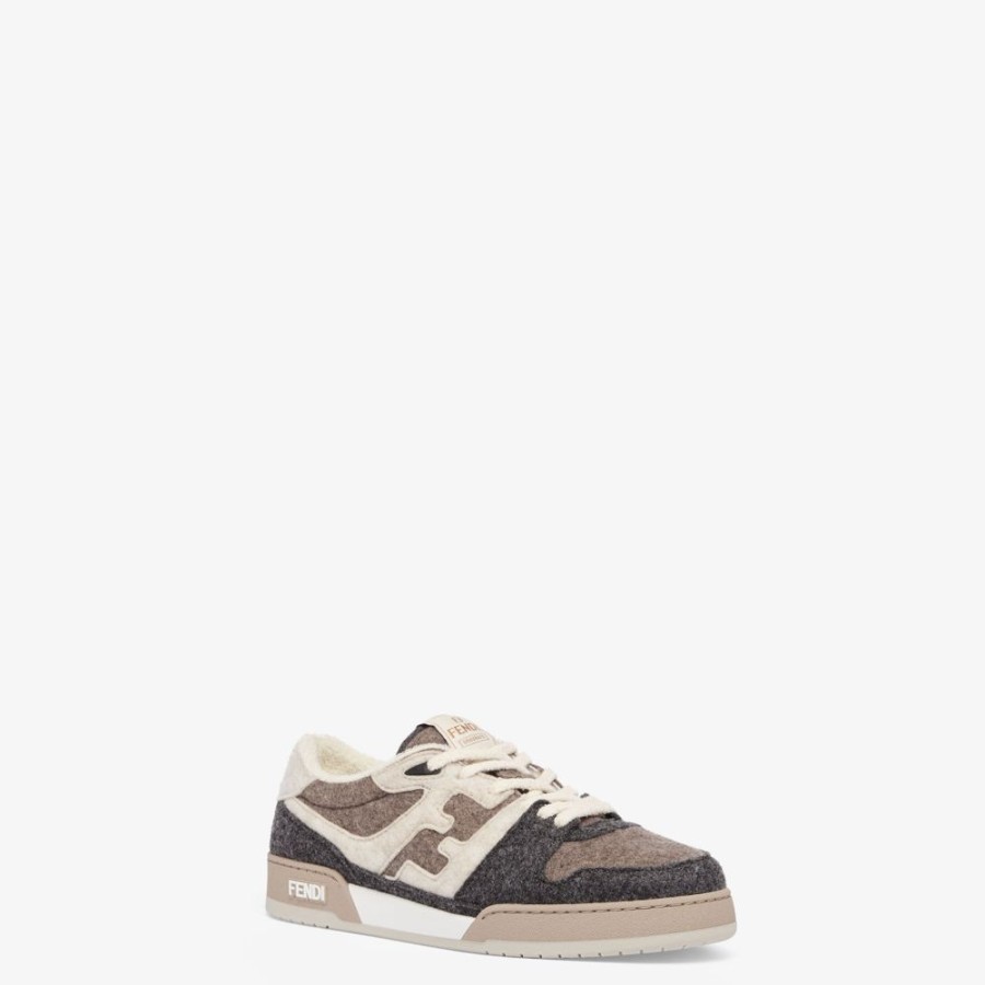 Herren Fendi Sneakers | Low-Top-Modell Aus Filz In Grau