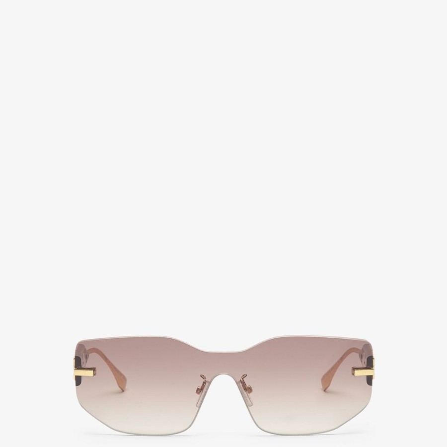 Damen Fendi Sonnenbrillen | Sonnenbrille In Maskenform In Farbverlauf In Braun