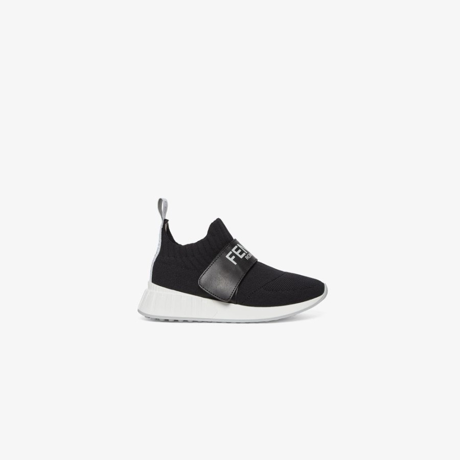 Kids Fendi Schuhe | Junior-Sneaker Aus Strick In Schwarz