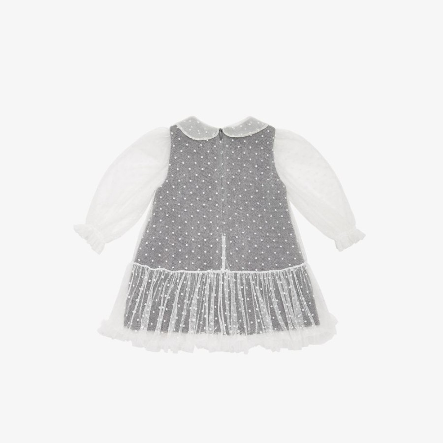 Kids Fendi Baby Madchen | Baby-Kleid Aus Flanell Und Tull Mit Stickereien