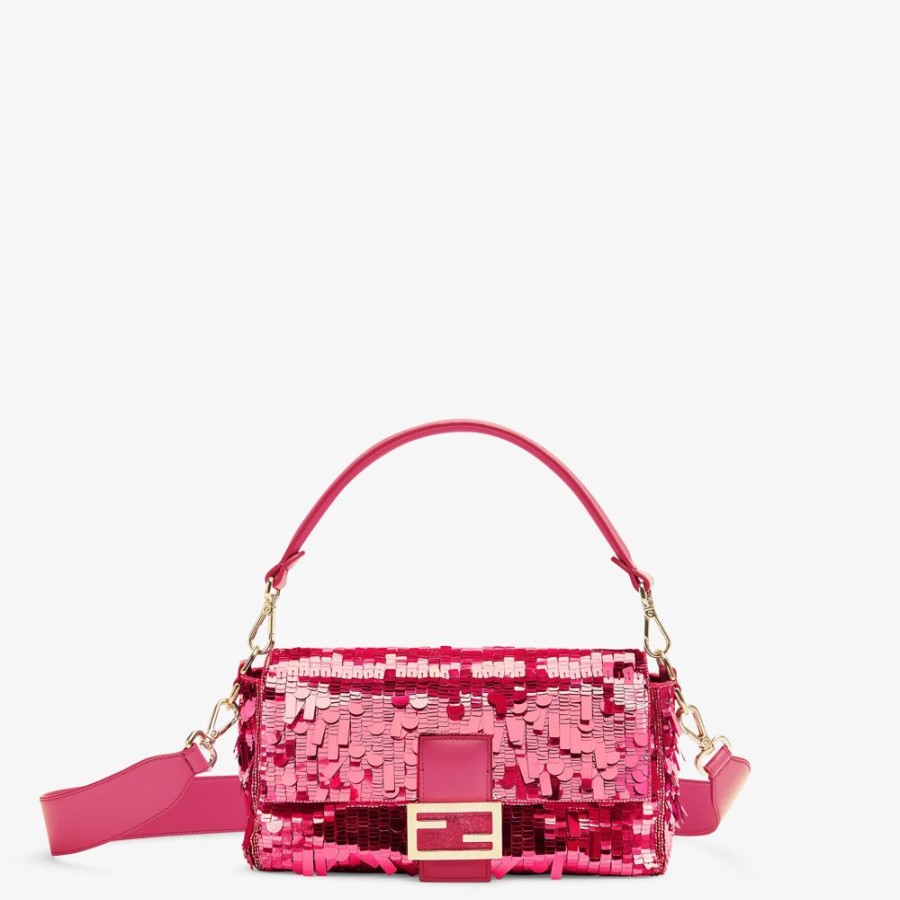 Damen Fendi Schulter- Und Crossbody-Taschen | Tasche Aus Leder Mit Pailletten In Fuchsia