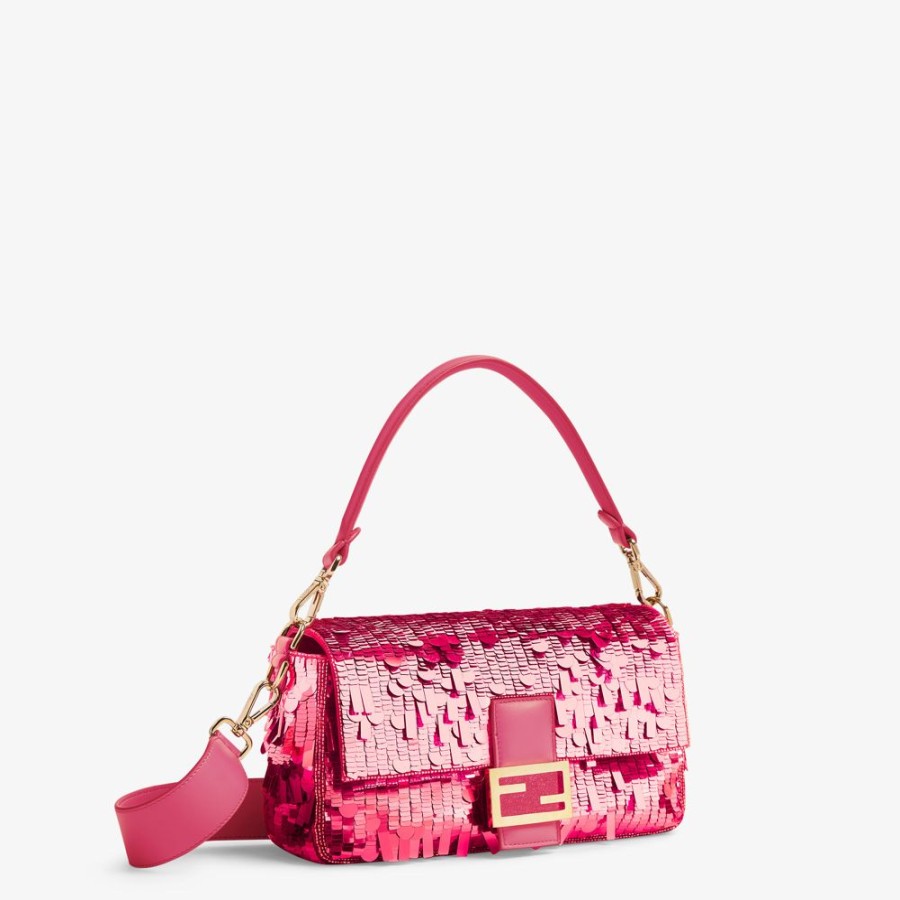 Damen Fendi Schulter- Und Crossbody-Taschen | Tasche Aus Leder Mit Pailletten In Fuchsia