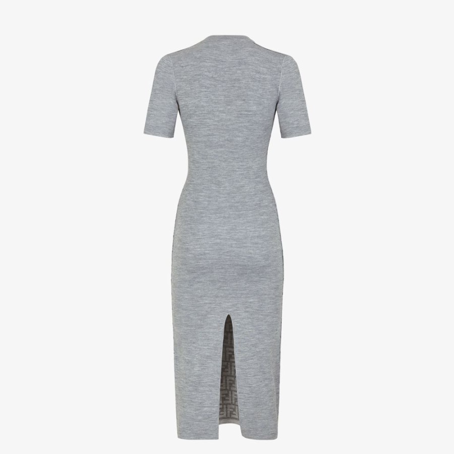 Damen Fendi Kleider Und Jumpsuits | Kleid Aus Wolle In Grau