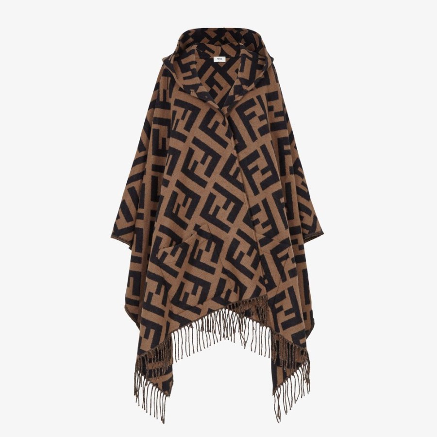 Damen Fendi Schals Und Ponchos | Poncho Aus Kaschmir In Braun