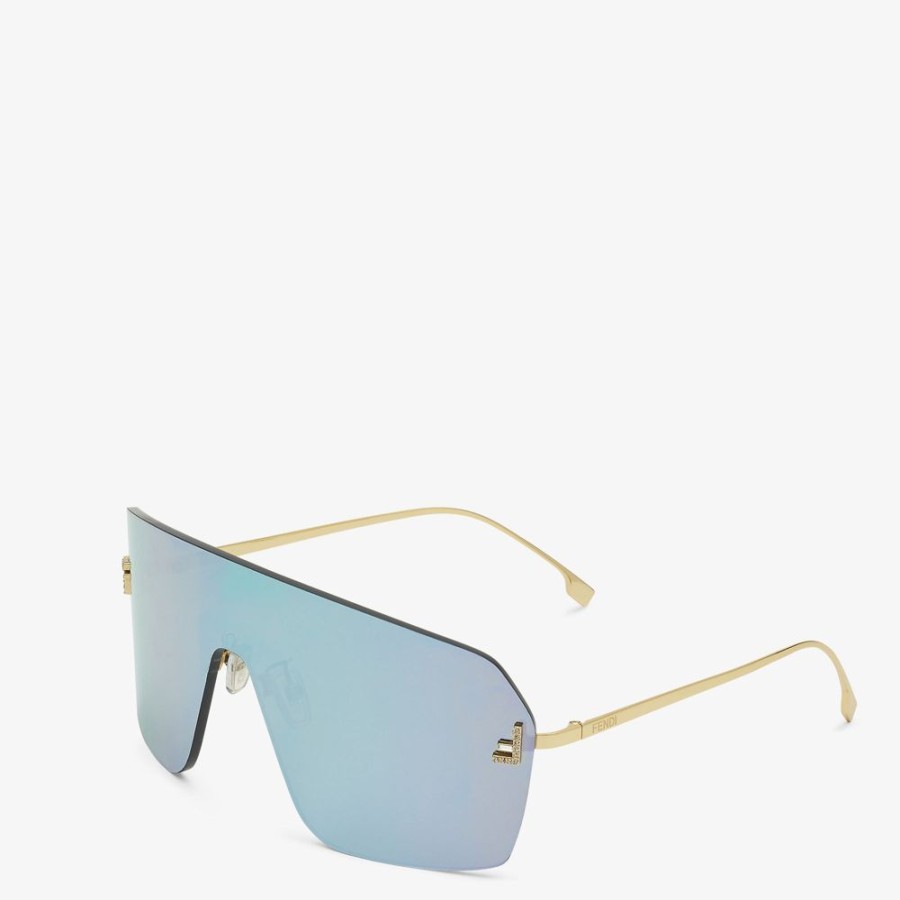 Damen Fendi Sonnenbrillen | Sonnenbrille In Maskenform In Silberfarben