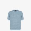 Herren Fendi Strickbekleidung | Pullover Aus Leinen, Baumwolle Und Seide In Hellblau