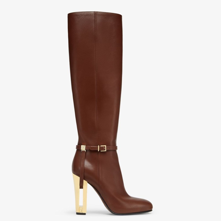 Damen Fendi Stiefel Und Stiefeletten | Stiefel Hoh Aus Leder In Braun