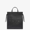 Herren Fendi Tote Taschen | Tasche Aus Leder In Schwarz