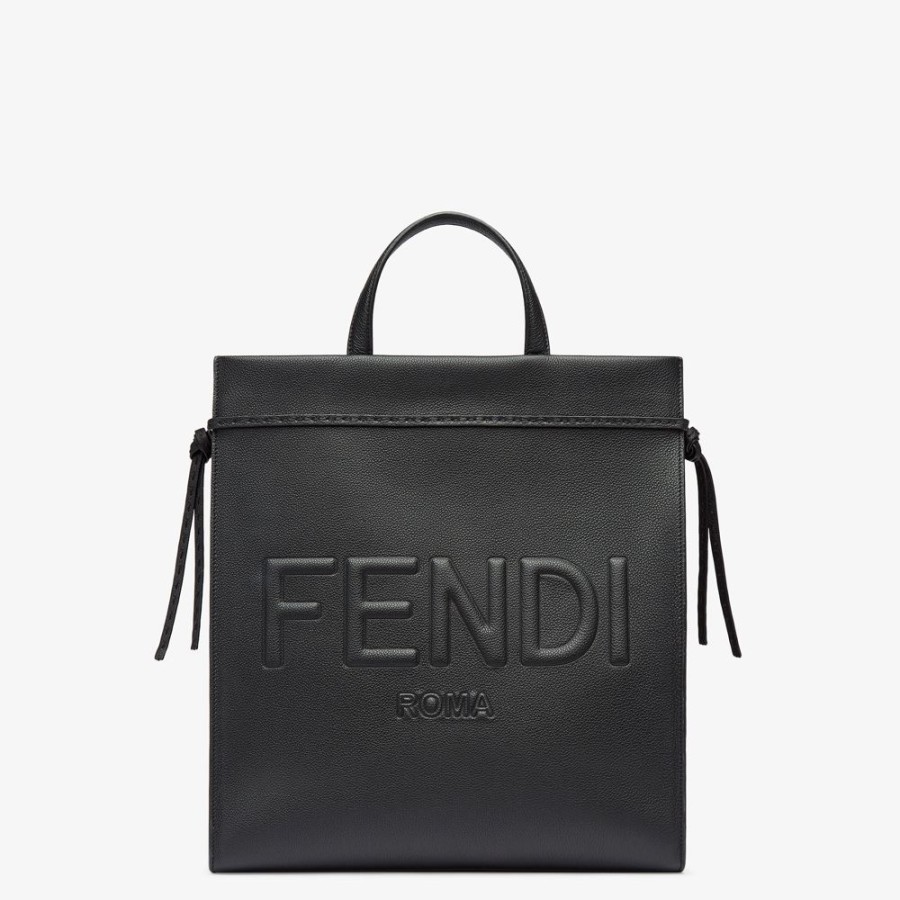 Herren Fendi Tote Taschen | Tasche Aus Leder In Schwarz