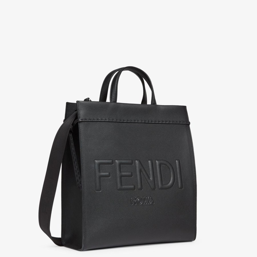 Herren Fendi Tote Taschen | Tasche Aus Leder In Schwarz