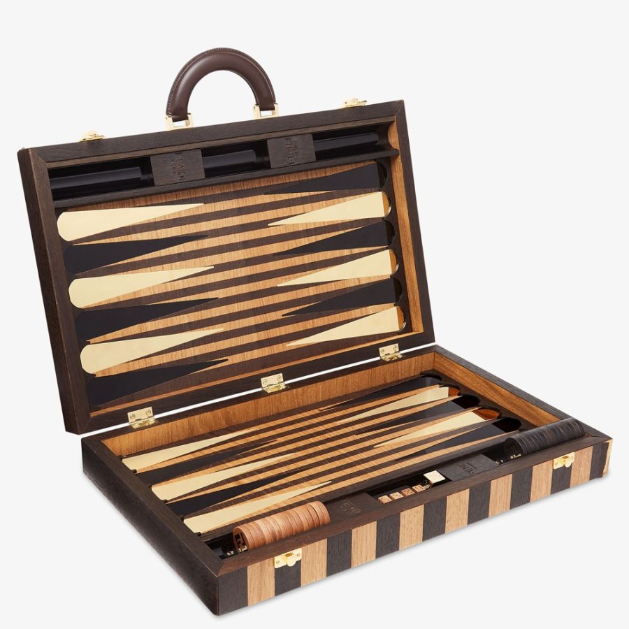 Home Decor & Lifestyle Fendi Lifestyle | Backgammon Schachtel Aus Holz Mit Pequin-Motiv