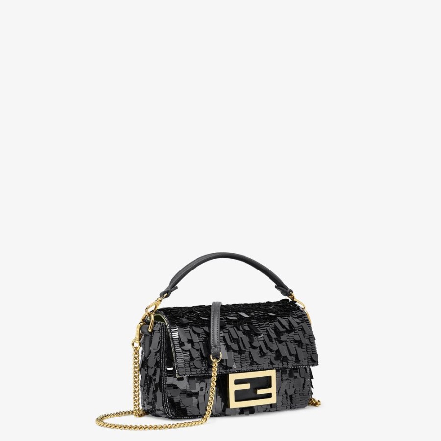 Damen Fendi Mini-Taschen | Tasche Aus Leder Mit Pailletten In Schwarz