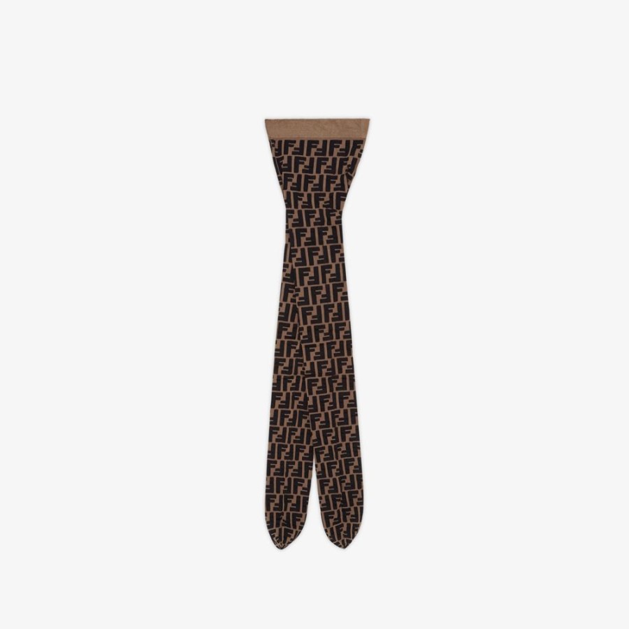 Kids Fendi Accessoires | Strumpfhose Aus Nylon In Braun