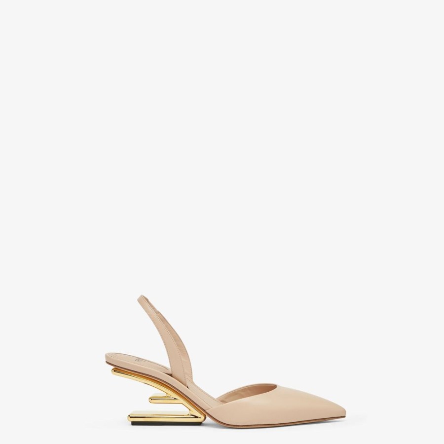 Damen Fendi Pumps Und Slingbacks | Slingback Mit Mittelhohem Absatz Aus Leder In Beige