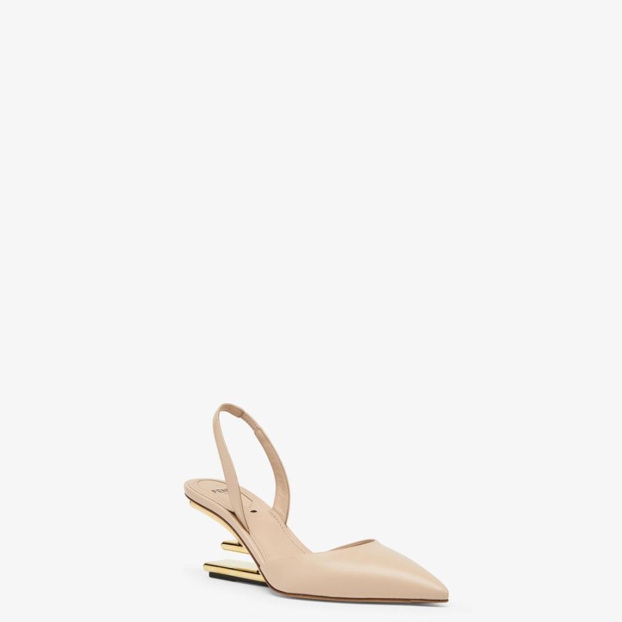 Damen Fendi Pumps Und Slingbacks | Slingback Mit Mittelhohem Absatz Aus Leder In Beige