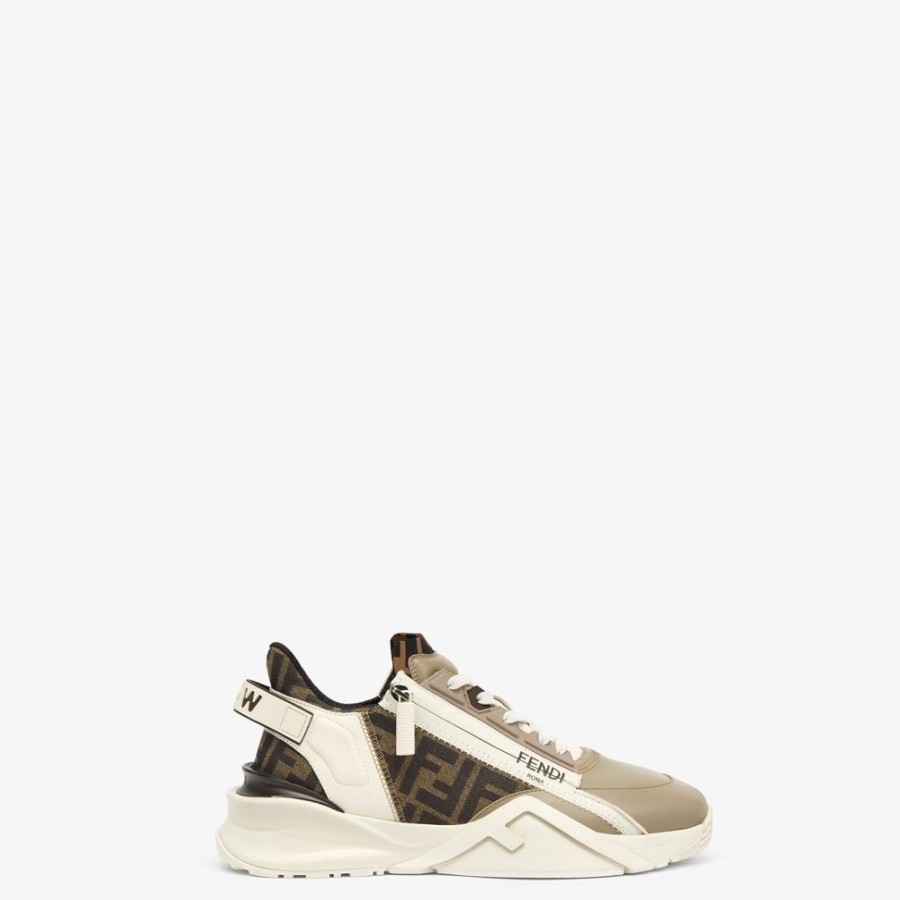 Damen Fendi Sneakers | Low-Top Aus Leder In Beige