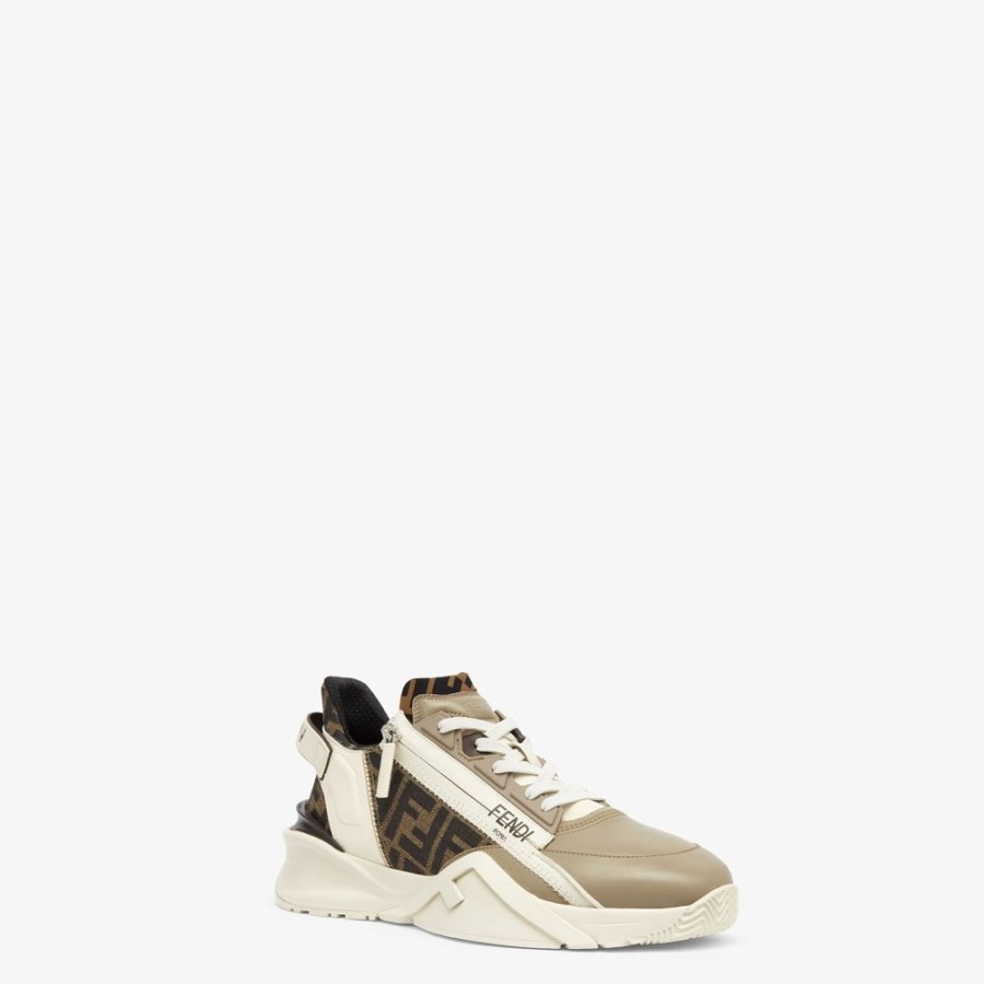 Damen Fendi Sneakers | Low-Top Aus Leder In Beige