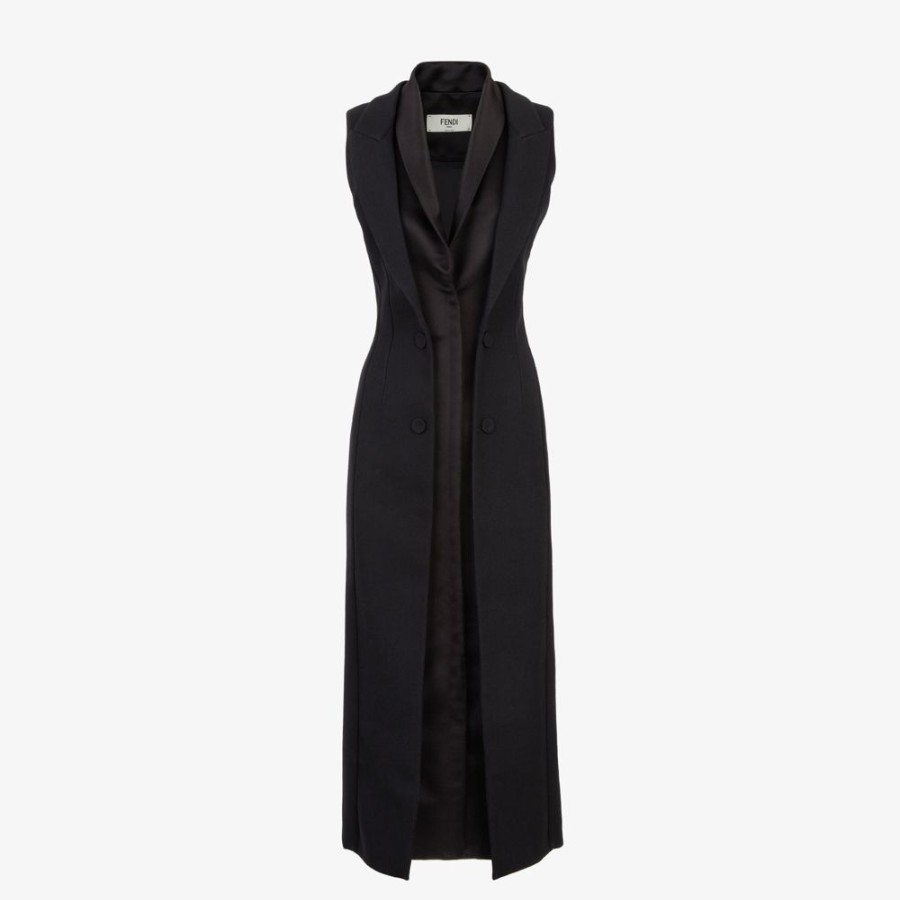 Damen Fendi Kleider Und Jumpsuits | Rock Aus Grain-De-Poudre-Wolle In Schwarz