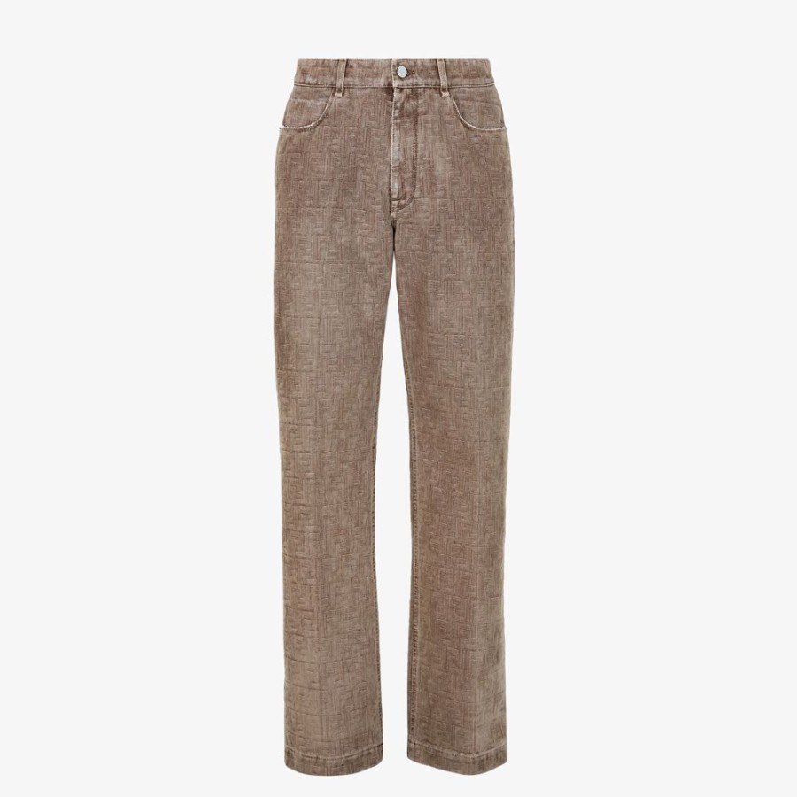 Herren Fendi Jeans Und Hosen | Hose Aus Denim In Beige